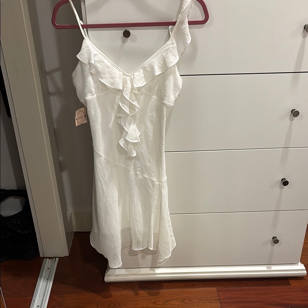 Christina White Ruffle Mini Dress